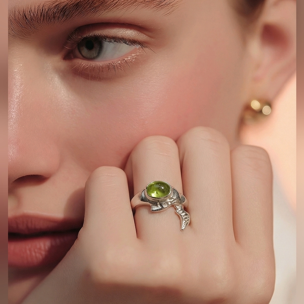 RING STERLING SILVER🐬 Dolphin Green & Sterling Silver Ring